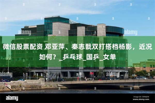 微信股票配资 邓亚萍、秦志戬双打搭档杨影，近况如何？_乒乓球_国乒_女单
