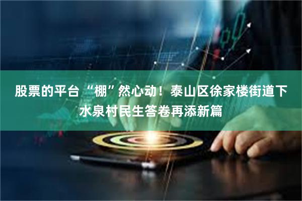 股票的平台 “棚”然心动！泰山区徐家楼街道下水泉村民生答卷再添新篇